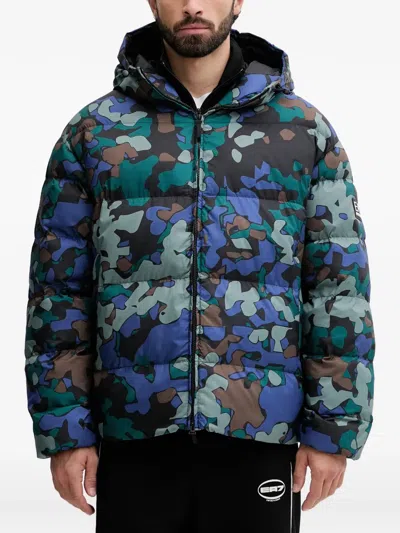 Ea7 Camouflage Hooded Jacket In Blue