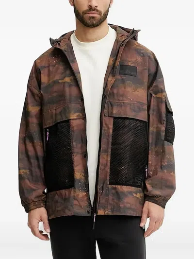 Ea7 Camouflage-print Mesh-panel Jacket In Multi