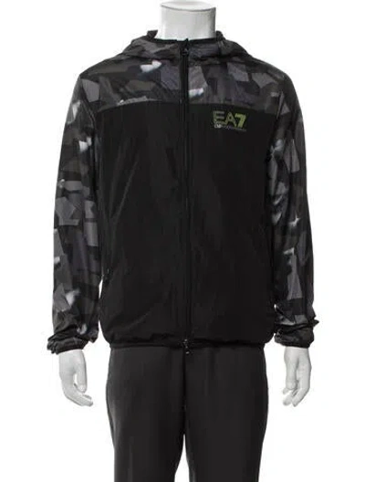 Pre-owned Ea7 Camouflage Print Windbreaker W/ Tags In Black