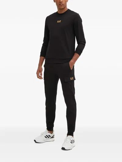 Ea7 Cargo Pocket Trousers In Black