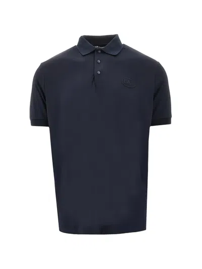 Ea7 Chest-logo Polo Shirt In Blue