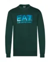 Ea7 Classic Logo Printed Sweater In Green