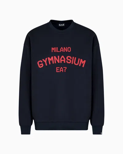 Ea7 Club House Stretch-cotton Interlock Sweatshirt In Blue