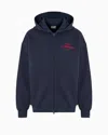 Ea7 Club House Stretch-cotton Interlock Zip-up Sweatshirt In Navy Blue