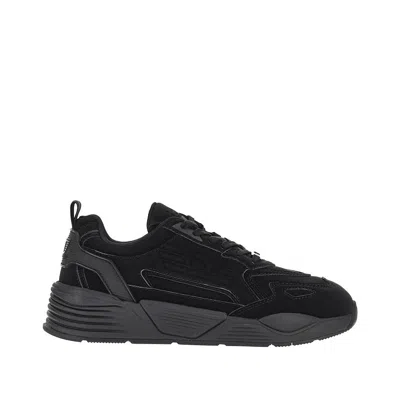 Ea7 Coated Nylon Sneakers With Eagle Logo In Black