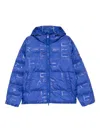 Ea7 Hooded Print Jacket In Blue