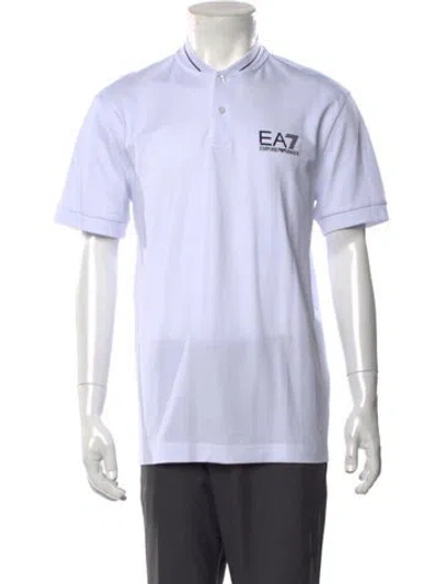 Pre-owned Ea7 Collar Short Sleeve Polo Shirt In White