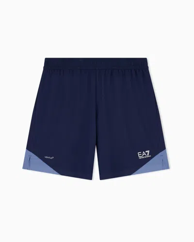 Ea7 Color Block Tennis Pro Shorts In Ventus7 Technical Fabric In Black