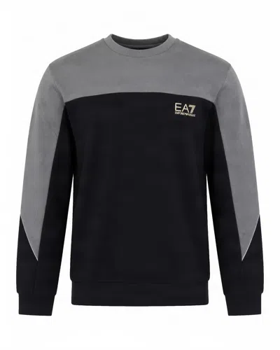 Ea7 Colorblock Crewneck Sweatshirt In Black Beauty