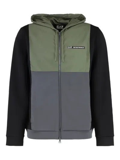 EA7 COLOUR-BLOCK HOODIE