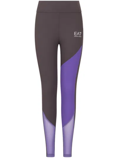 Ea7 Leggings In Colour-block-optik In Purple