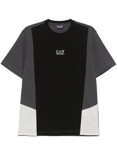 Ea7 Colour-block T-shirt In Black