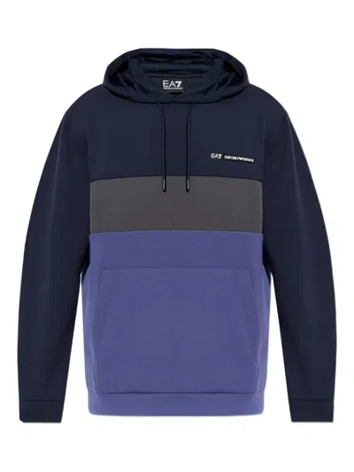 EA7 COLOUR-BLOCKED HOODED SWEATSHIRT