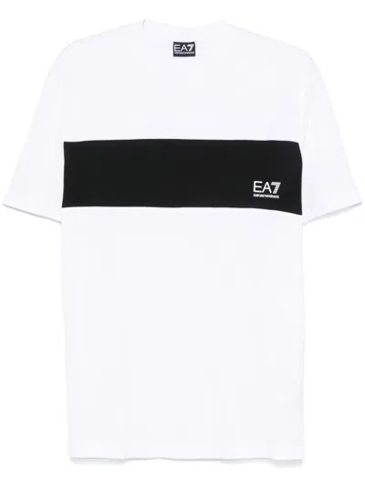 Ea7 Colourblock T-shirt In White