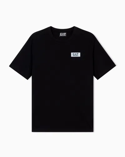 Ea7 Contemporary Sport Cotton-jersey Crew-neck T-shirt In Black