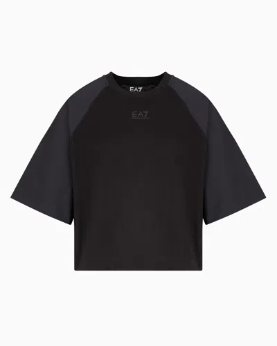 Ea7 Contemporary Sport Cotton-jersey Crew-neck T-shirt In Black