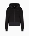 Ea7 Contemporary Sport Stretch Cotton And Modal Blend Hooded Sweatshirt In Black
