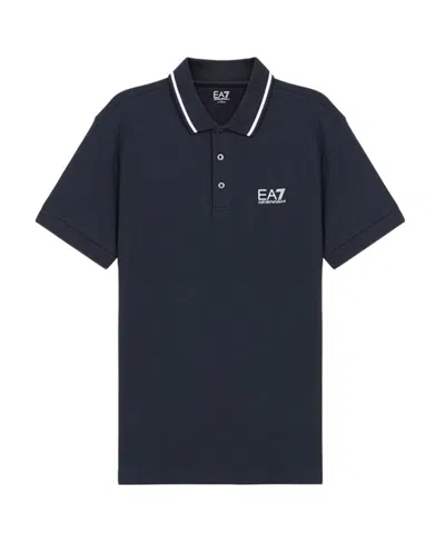 Ea7 Contrast Trim Polo Shirt In Black