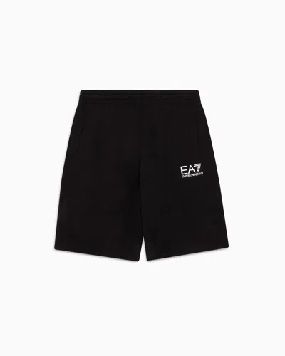 Ea7 Kids' Core Identity Boy Cotton Bermuda Shorts In Black