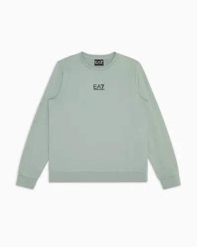 Ea7 Kids' Core Identity Boy Cotton Crew-neck Sweatshirt In Black