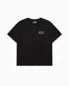 Ea7 Core Identity Boy Cotton Crew-neck T-shirt In Black