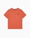 Ea7 Kids' Core Identity Boy Cotton Crew-neck T-shirt In Orange