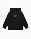 Ea7 Core Identity Boy Cotton Hooded Sweatshirt In Black