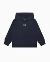 Ea7 Kids' Core Identity Boy Cotton Hooded Sweatshirt In Blue