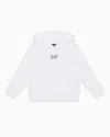 Ea7 Kids' Core Identity Boy Cotton Hooded Sweatshirt In White