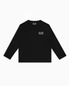 Ea7 Core Identity Boy Cotton Jersey Long-sleeved T-shirt In Black