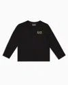 Ea7 Kids' Core Identity Boy Cotton Jersey Long-sleeved T-shirt In Black