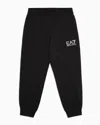 Ea7 Emporio Armani Boys Black Cotton Monogram Joggers In Black