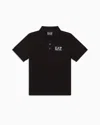 Ea7 Kids' Core Identity Boy Cotton Polo Shirt In Black