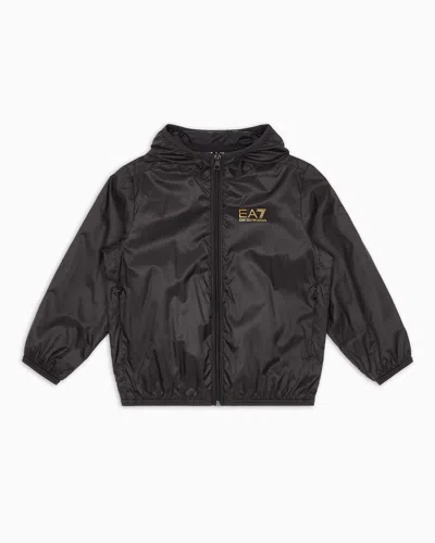 Ea7 Kids' Core Identity Boy Technical-fabric Jacket In Black
