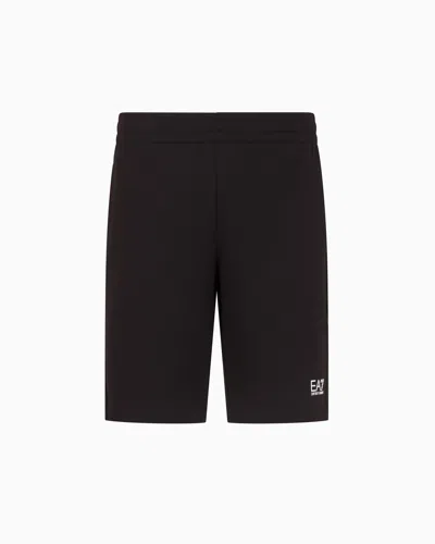 Ea7 Core Identity Cotton Bermuda Shorts In Black
