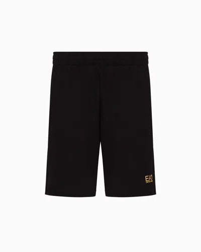 Ea7 Core Identity Cotton Bermuda Shorts In Black