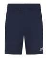 Ea7 Core Identity Cotton Bermuda Shorts In Blue