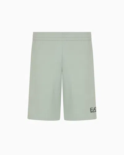 Ea7 Core Identity Cotton Bermuda Shorts In Green