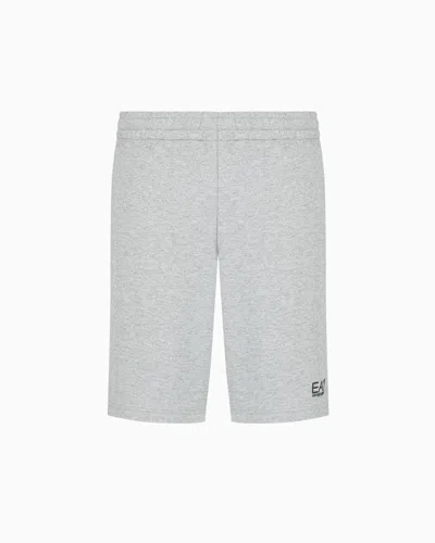 Ea7 Core Identity Cotton Bermuda Shorts In Grey