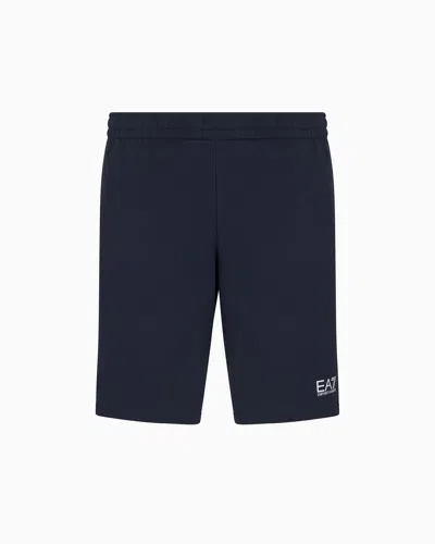 Ea7 Core Identity Cotton Bermuda Shorts In Blue