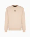 Ea7 Core Identity Cotton Crew-neck Sweatshirt In Beige