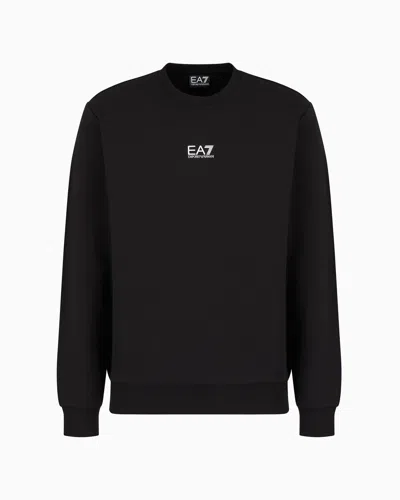 Ea7 Official Store Core Identity Cotton Crew-neck Sweatshirt In Black