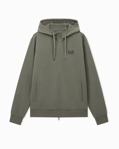 Ea7 Core Identity Cotton Hooded Sweatshirt In Gray