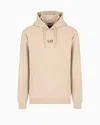 Ea7 Core Identity Cotton Hooded Sweatshirt In Beige