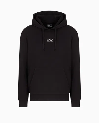 Ea7 Core Identity Cotton Hooded Sweatshirt In Black