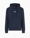 Ea7 Core Identity Cotton Hooded Sweatshirt In Blue