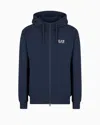 Ea7 Official Store Core Identity Cotton Hooded Sweatshirt In Navy Blue