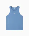 Ea7 Core Identity Cotton Jersey Tank Top In Blue