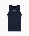 Ea7 Core Identity Cotton Jersey Tank Top In Navy Blue