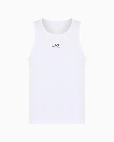 Ea7 Core Identity Cotton Jersey Tank Top In White